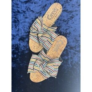 Circus by Sam Edelman Ninette Slide Multicolor Striped Fancy Bow Sandals Sz 11